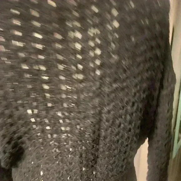 Free People black sweater crochet pullover NWOT has robbed cuffs & waistband XS - Picture 7 of 10
